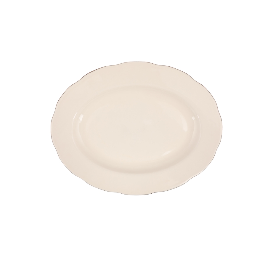 54-teiliges Essgeschirr-Set aus Knochenporzellan, weiß mit Kupferakzenten