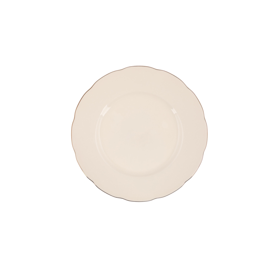 54-teiliges Essgeschirr-Set aus Knochenporzellan, weiß mit Kupferakzenten