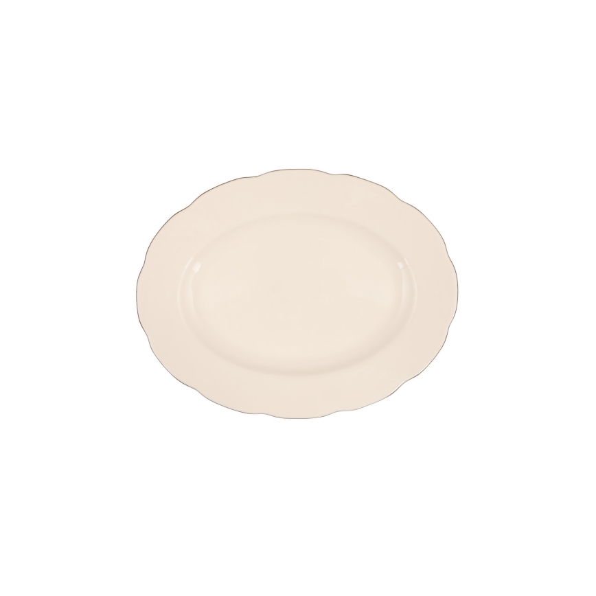 54-teiliges Essgeschirr-Set aus Knochenporzellan, weiß mit Kupferakzenten