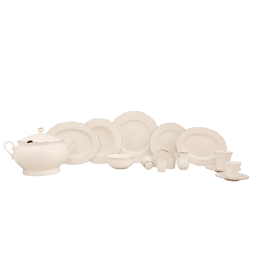 83-teiliges Geschirrset, weiß/kupfer, Porzellan