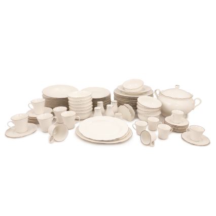 83-teiliges Geschirrset, weiß/kupfer, Porzellan