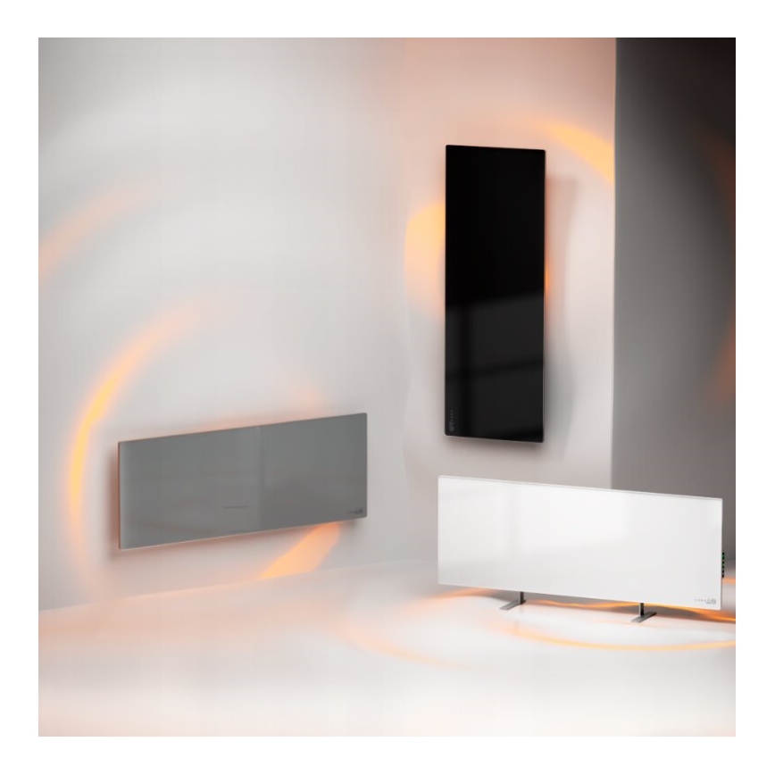 AENO - Elektrisches Smart-Infrarot-Panel mit LED-Anzeige 700W Timer/Thermostat IP44 Wi-fi schwarz