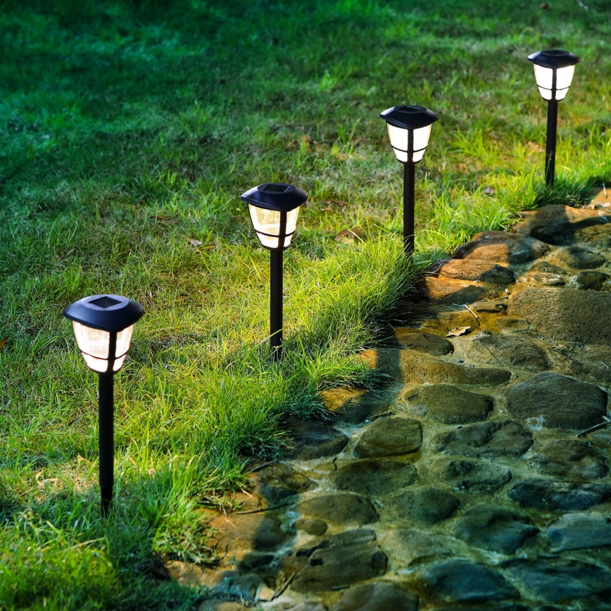 Aigostar - 12er-Set LED-Solarleuchte LED/0,06W/2V 33,8 cm 6500K 100 mAh IP44 schwarz