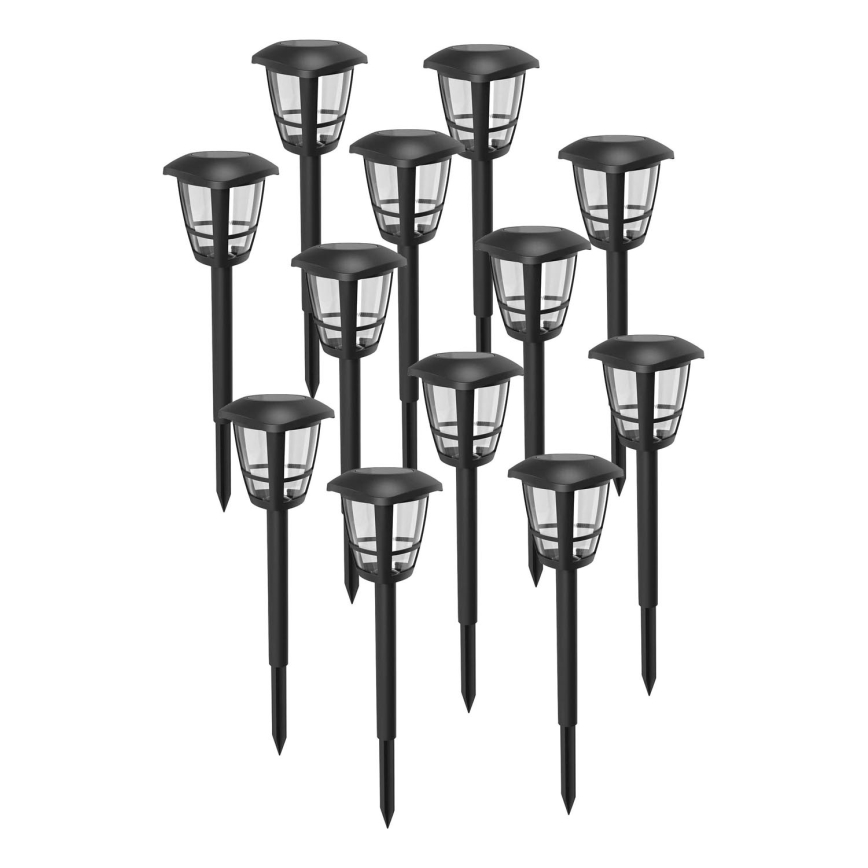Aigostar - 12er-Set LED-Solarleuchte LED/0,06W/2V 33,8 cm 6500K 100 mAh IP44 schwarz