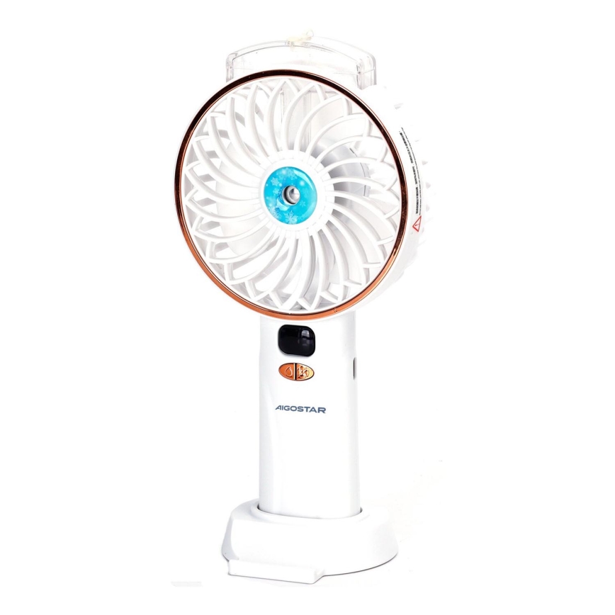 Aigostar - Aufladbar pocket Ventilator 5W/5V 2400mAh USB weiß