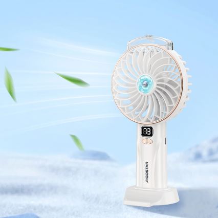 Aigostar - Aufladbar pocket Ventilator 5W/5V 2400mAh USB weiß