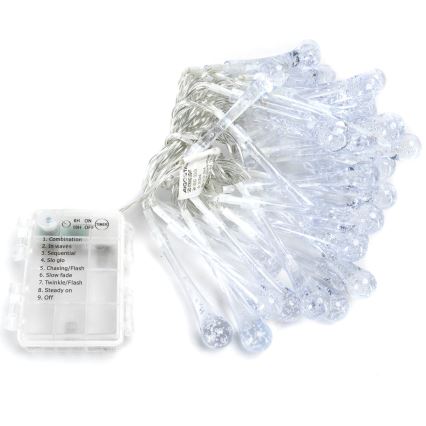 Aigostar - Dekorative LED-Outdoor-Lichterkette 50xLED/8 Funktionen/3xAA 5,3m IP44 kaltweiß