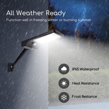 Aigostar - Dimmbare LED-Solarleuchte mit Sensor LED/2,3W/5,5V IP65 1800 mAh + Fernbedienung