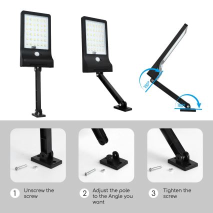 Aigostar - Dimmbare LED-Solarleuchte mit Sensor LED/2,3W/5,5V IP65 1800 mAh + Fernbedienung