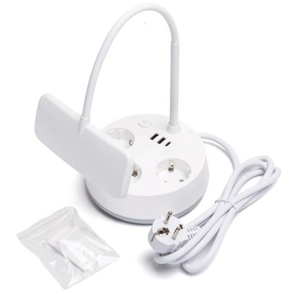 Aigostar - dimmbare LED-Tischlampe mit Steckdosen und USB-Anschlüssen LED/4,6W/230V 3000/4000/6500K weiß