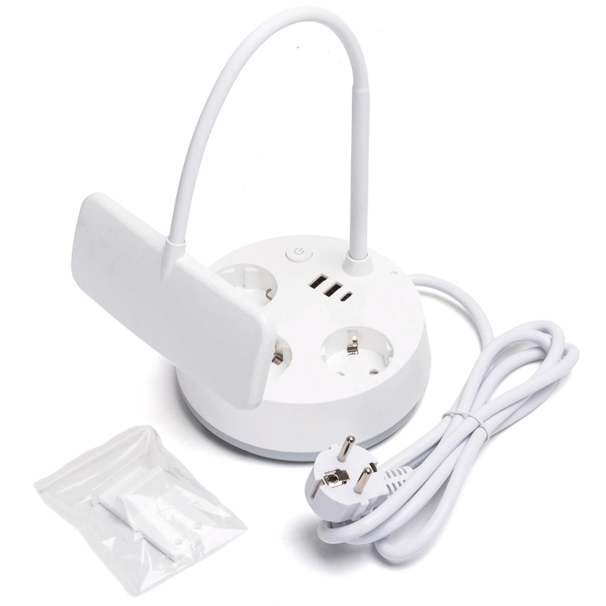 Aigostar - dimmbare LED-Tischlampe mit Steckdosen und USB-Anschlüssen LED/4,6W/230V 3000/4000/6500K weiß