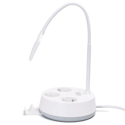Aigostar - dimmbare LED-Tischlampe mit Steckdosen und USB-Anschlüssen LED/4,6W/230V 3000/4000/6500K weiß