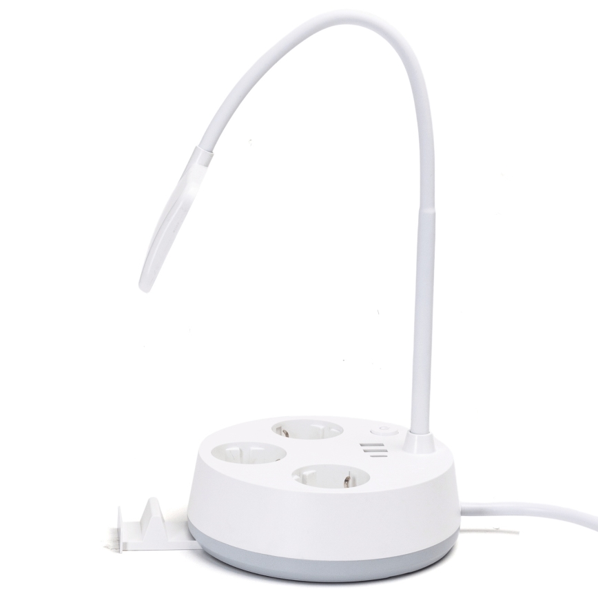 Aigostar - dimmbare LED-Tischlampe mit Steckdosen und USB-Anschlüssen LED/4,6W/230V 3000/4000/6500K weiß