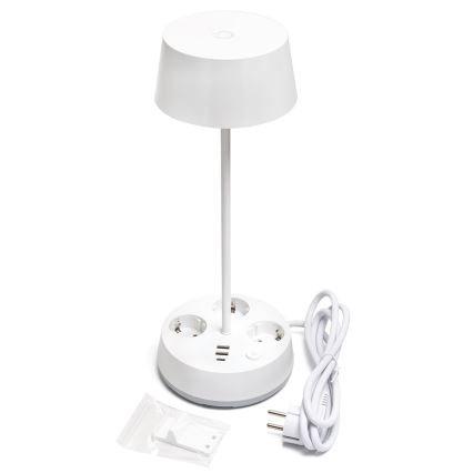 Aigostar - Dimmbare LED Tischlampe mit Steckdosen und USB LED/4,6W/230V 3000/4000/6500K weiß