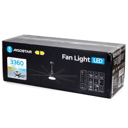 Aigostar - Dimmbarer LED-Deckenventilator LED/24W/230V 2700-6500K 165cm schwarz + Fernbedienung