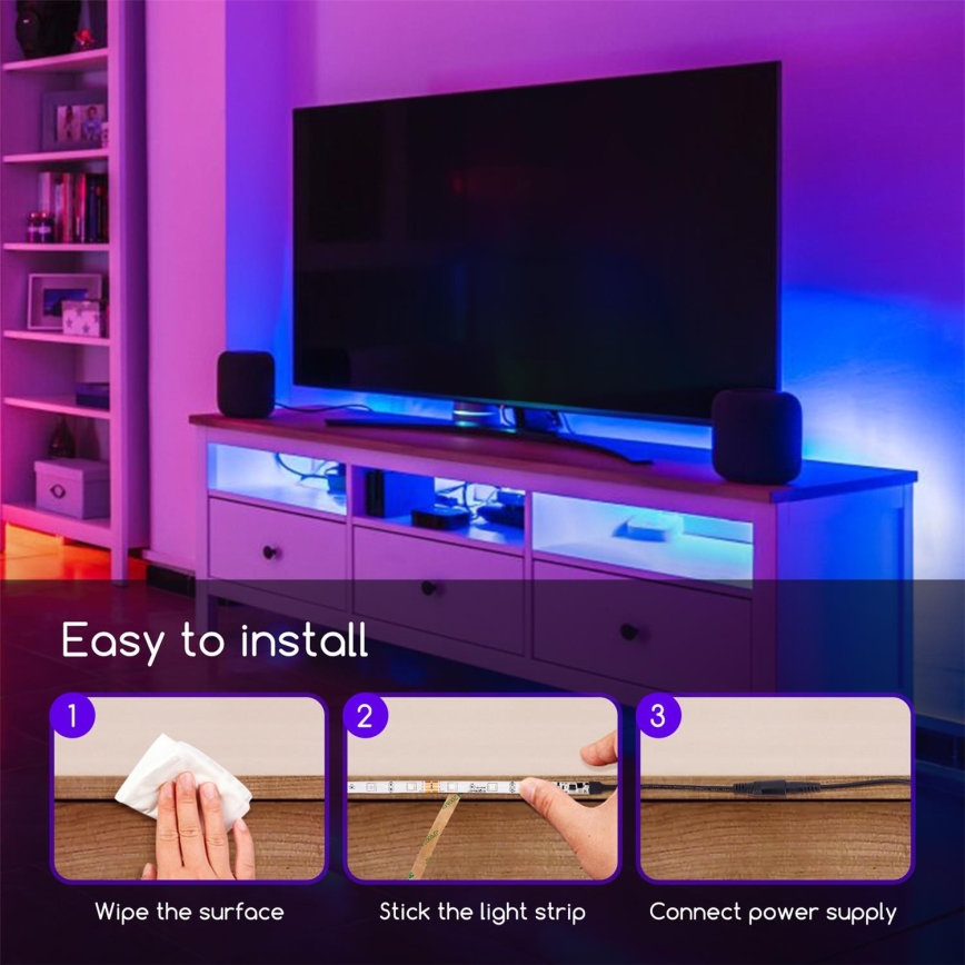 Aigostar - dimmbarer RGB-LED-Streifen 5m LED/24W/12/230V IP65 + Fernbedienung
