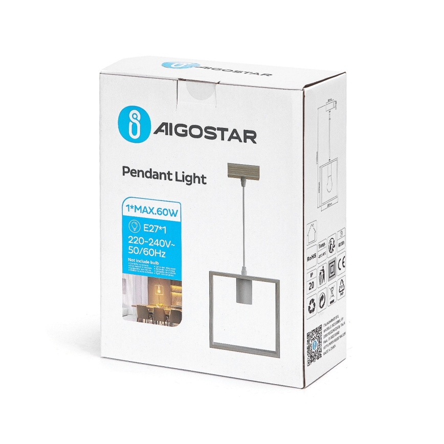 Aigostar - Hängeleuchte 1xE27/60W/230V beige