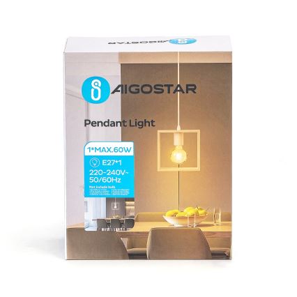 Aigostar - Hängeleuchte aus Kiefernholz an Kabel 1xE27/60W/230V