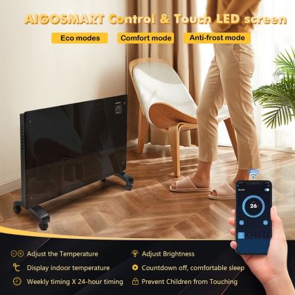 Aigostar - Intelligenter elektrischer Direktheizkörper/Konvektor 2000W Wi-Fi