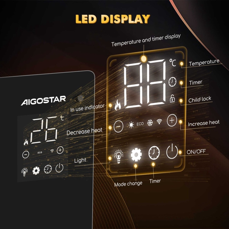 Aigostar - Intelligenter elektrischer Direktheizkörper/Konvektor 2000W Wi-Fi