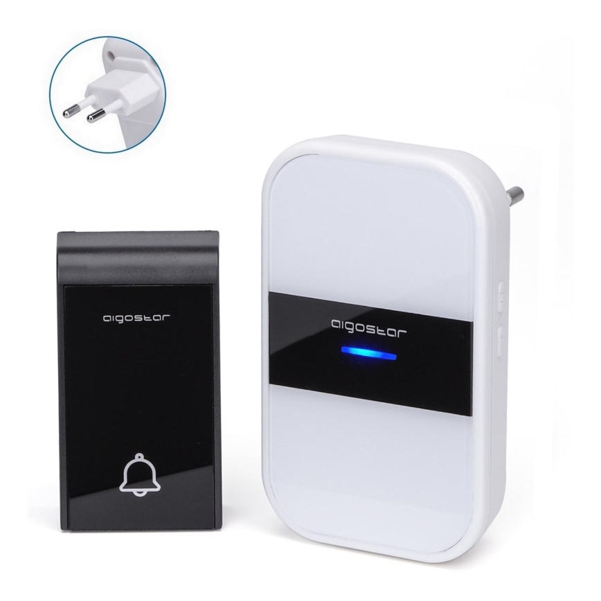 Aigostar - Kabellose Steckdosenklingel 230V/12V IP44 Weiß/Schwarz
