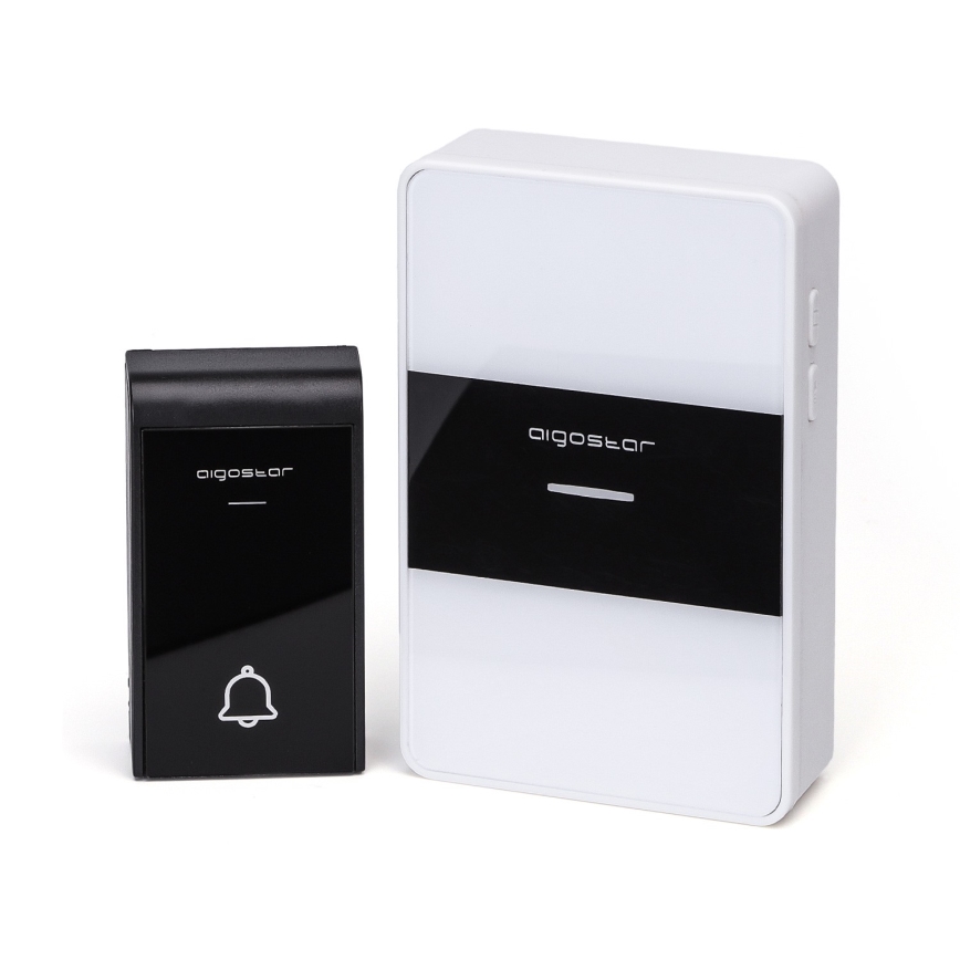 Aigostar - Kabellose Türklingel 3xAA/12V IP44 schwarz/weiß