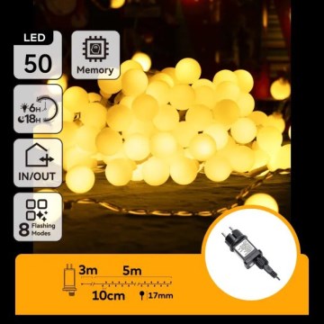 Aigostar - LED-Außen-Dekor-Lichterkette, 50 LEDs, 8 Funktionen, 5 m, IP44, warmweiß