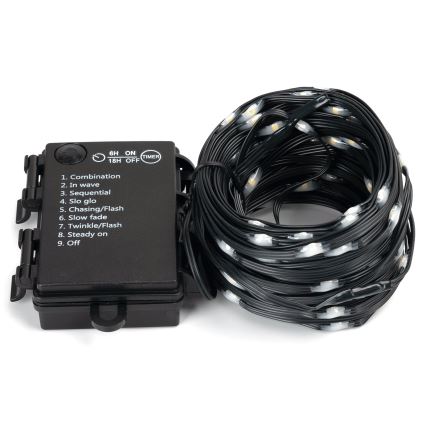 Aigostar - LED Außen-Weihnachtslichterkette 100xLED/8 Funktionen 3xAA 10,3m IP44 warmweiß