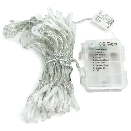 Aigostar - LED Außen-Weihnachtslichterkette 200xLED/8 Funktionen 3xAA 5x2m IP44 warmweiß