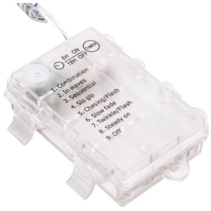 Aigostar - LED Außen-Weihnachtslichterkette 50xLED/3xAA/8 Funktionen 5,3 m IP44 warmweiß