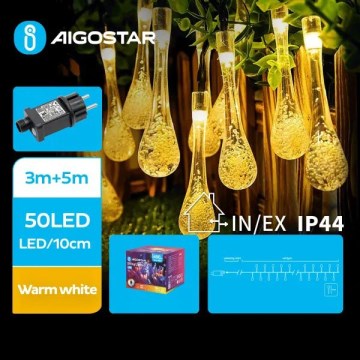 Aigostar - LED-Außen-Lichterkette, 50 LEDs / 8 Funktionen, 8 m, IP44, warmweiß
