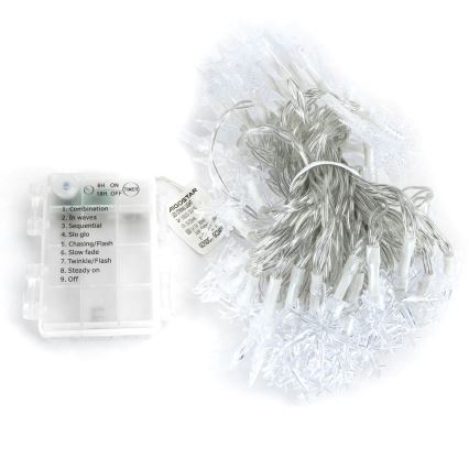 Aigostar - LED-Außen-Weihnachtslichterkette 100xLED/8 Funktionen 3xAA 10m IP44 warmweiß Sterne