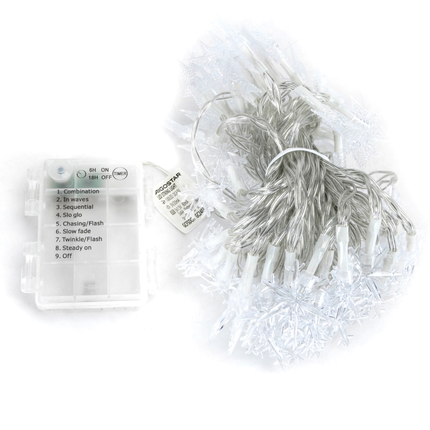 Aigostar - LED-Außen-Weihnachtslichterkette 100xLED/8 Funktionen 3xAA 10m IP44 warmweiß Sterne