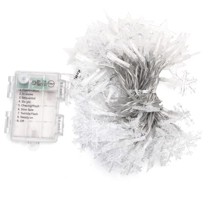 Aigostar - LED-Außen-Weihnachtslichterkette 100 LEDs / 8 Funktionen 3× AA 10 m IP44 kaltweiß