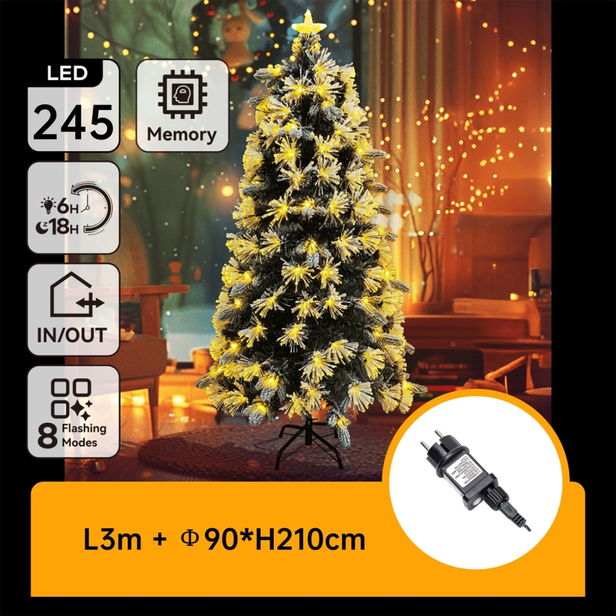 Aigostar - LED-Außen-Weihnachtsbaum 245 LEDs/8 Funktionen 2,1 m IP44 warmweiß