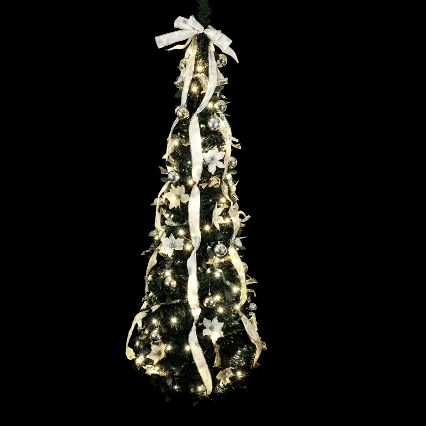 Aigostar - LED-Außen-Weihnachtsbaum, 80 LEDs, 1,2 m, IP44, weiß/gold, kaltweiß