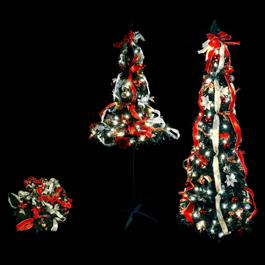 Aigostar - LED-Weihnachtsbaum für den Außenbereich, 80 LEDs, 1,2 m, IP44, Rot, Kaltweiß