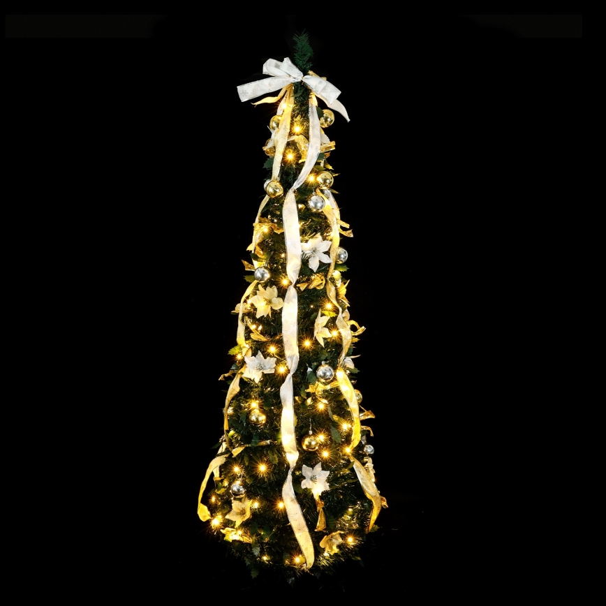 Aigostar - LED Außen-Weihnachtsbaum 80xLED 1,2m IP44 weiß/gold warmweiß