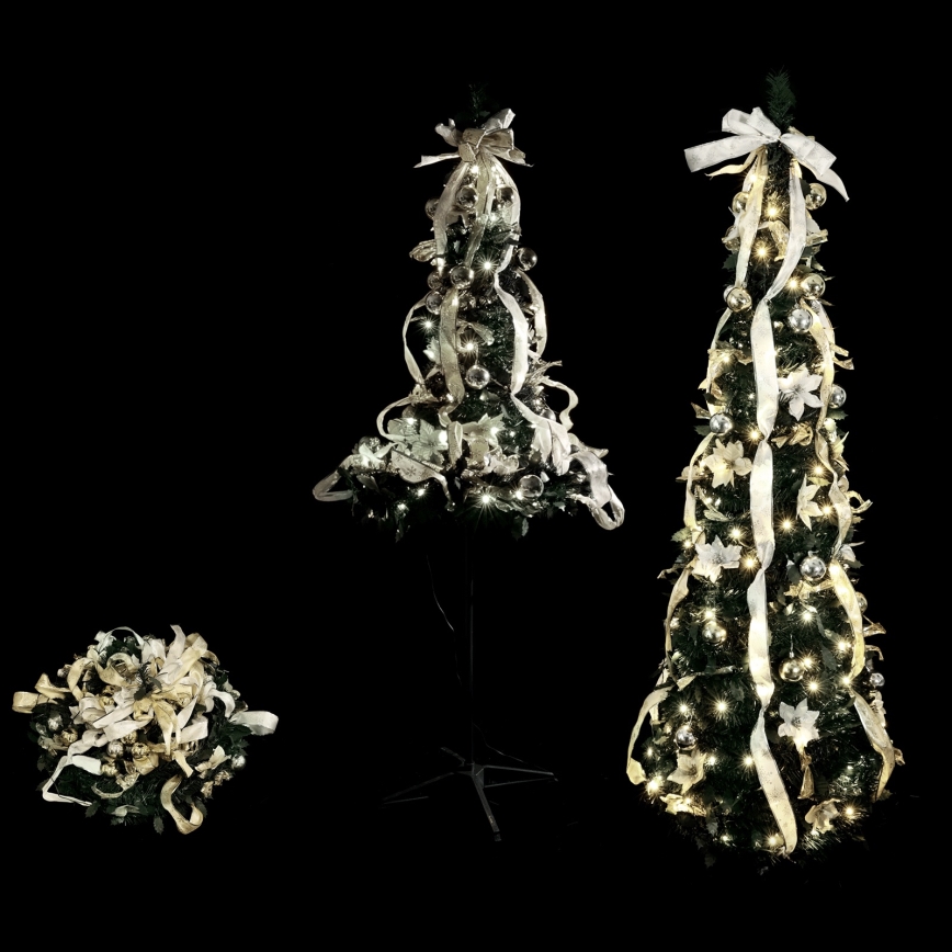 Aigostar - LED-Außen-Weihnachtsbaum, 80 LEDs, 1,2 m, IP44, weiß/gold, kaltweiß