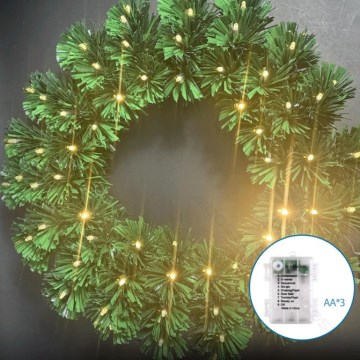 Aigostar - LED-Außen-Weihnachtskranz 72xLED/3xAA Ø 50 cm IP44 warmweiß