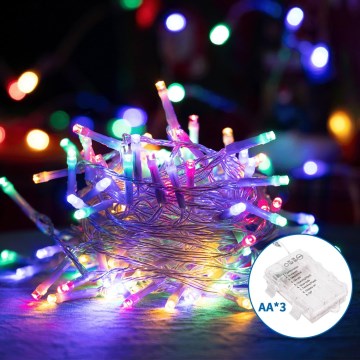 Aigostar - LED Außen-Weihnachtslichterkette 100xLED/8 Funktionen 3xAA 10,3m IP44 mehrfarbig