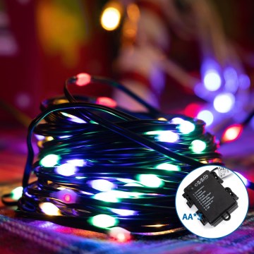 Aigostar-LED Außen-Weihnachtslichterkette 100xLED/8 Funktionen 3xAA 10,3m IP44 mehrfarbig