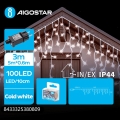Aigostar - LED-Außen-Weihnachtslichterkette 100xLED/8 Funktionen 8x0,6m IP44 kaltweiß