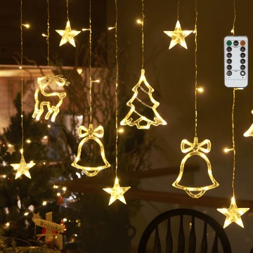 Aigostar - LED-Außen-Weihnachtslichterkette 120xLED/8 Funktionen 3x0,6m IP44 warmweiß + Fernbedienung