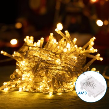Aigostar - LED Außen-Weihnachtslichterkette 150xLED/8 Funktionen 3xAA 15,3m IP44 warmweiß