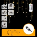 Aigostar - LED-Außen-Weihnachtslichterkette 200xLED/6W/230V/8 Funktionen 3x1m IP44 warmweiß + Fernbedienung