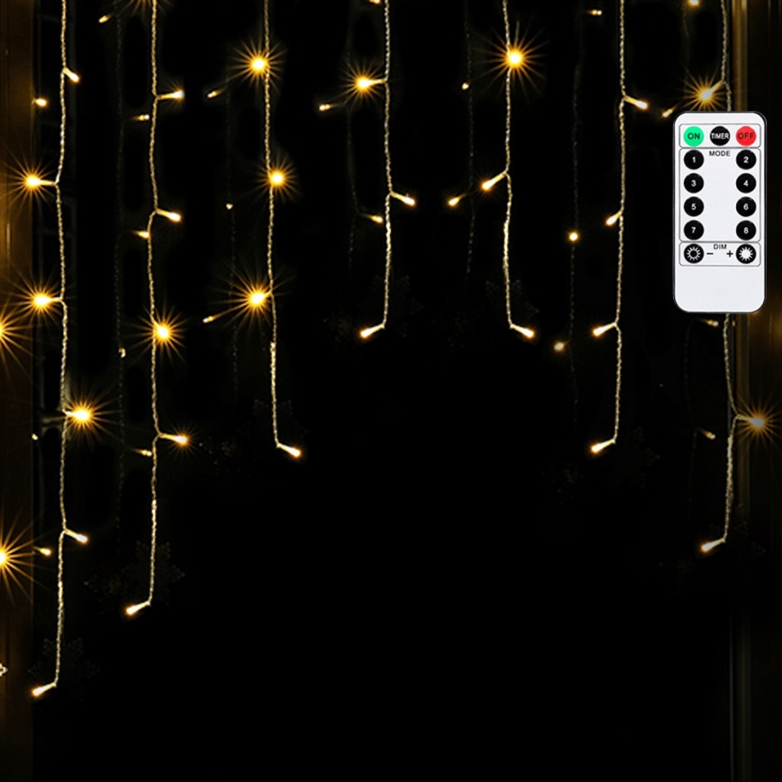 Aigostar - LED-Außen-Weihnachtslichterkette 200xLED/6W/230V/8 Funktionen 3x1m IP44 warmweiß + Fernbedienung