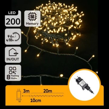 Aigostar - LED Außen-Weihnachtslichterkette 200xLED/8Funktionen 20m IP44 warmweiß
