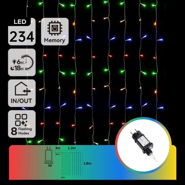 Aigostar - LED Außen-Weihnachtslichterkette 234xLED/ 1,2x1,8 m IP44 mehrfarbig