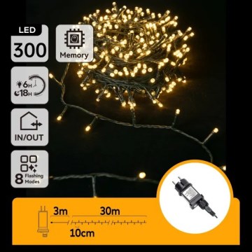 Aigostar - LED-Außen-Weihnachtslichterkette 300 LEDs/8 Funktionen, 30 m, IP44, warmweiß